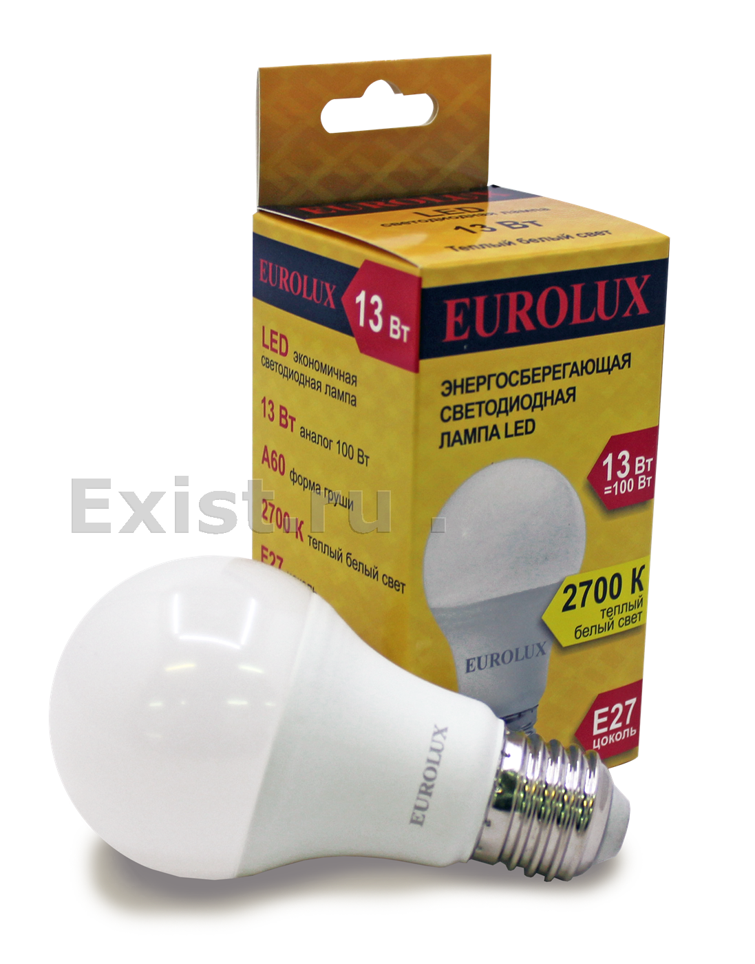 Лампа светодиодная eurolux ll-e-a60-13w-230-2,7k-e27
