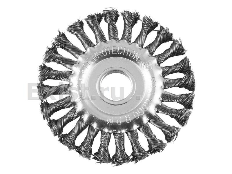 Щетка-крацовка дисковая, крученная проволока, диаметр 200мм, посад. диаметр 22,2 мм (remocolor)