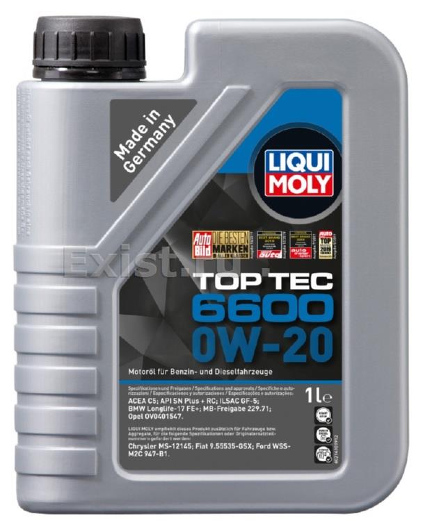 Liqui Moly 21410Масло моторное синтетическое Top Tec 6600 0W-20, 1л