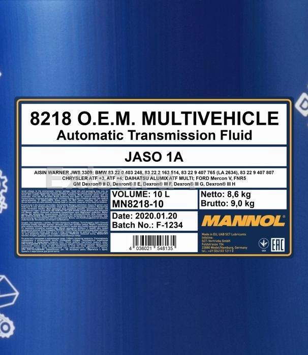Масло трансмиссионное "JWS 3309", 10л Mannol MN8218-10 - Интернет ...