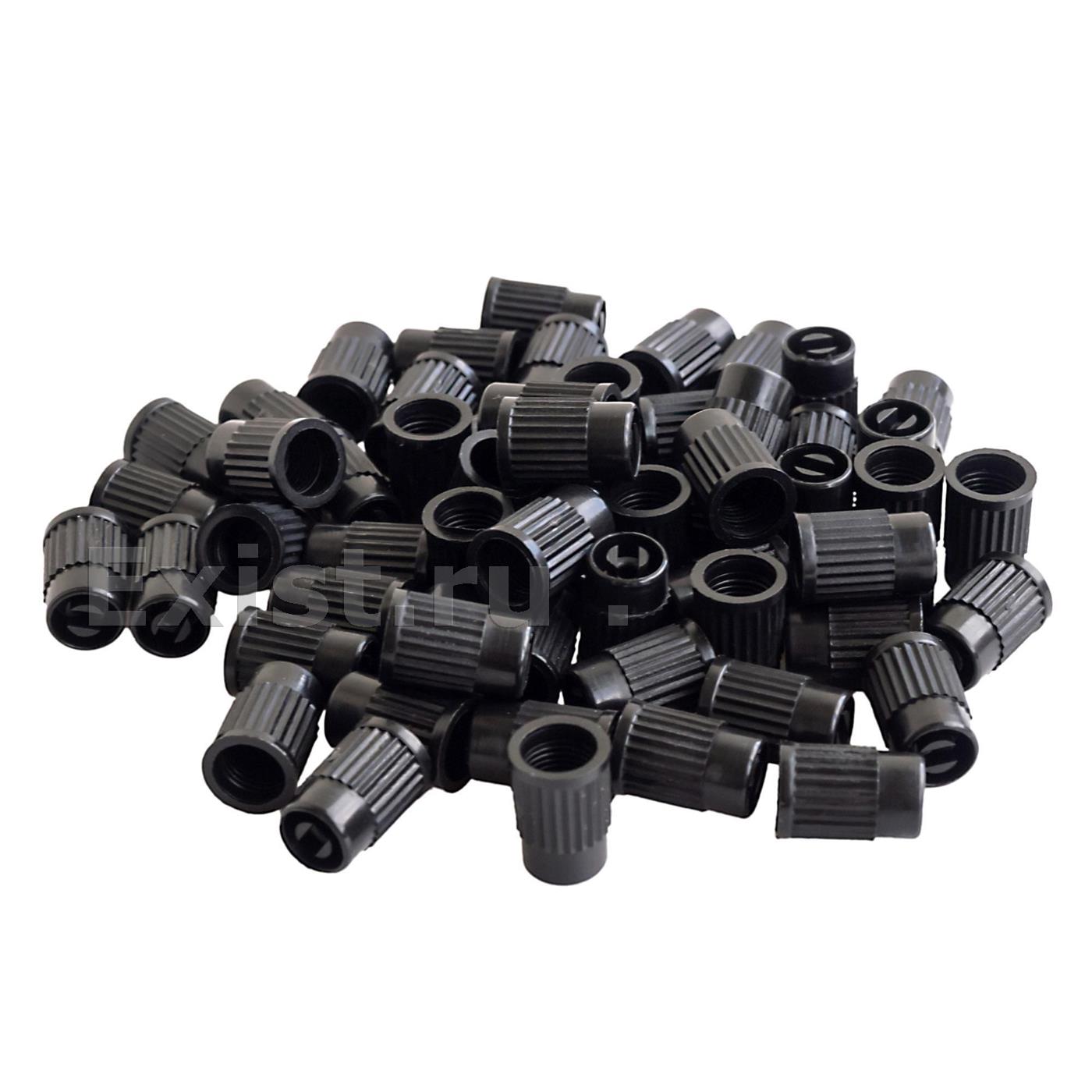 Колпачки на шинный вентиль с ключом, черные, пластик (60 шт.) (avc-60-02)