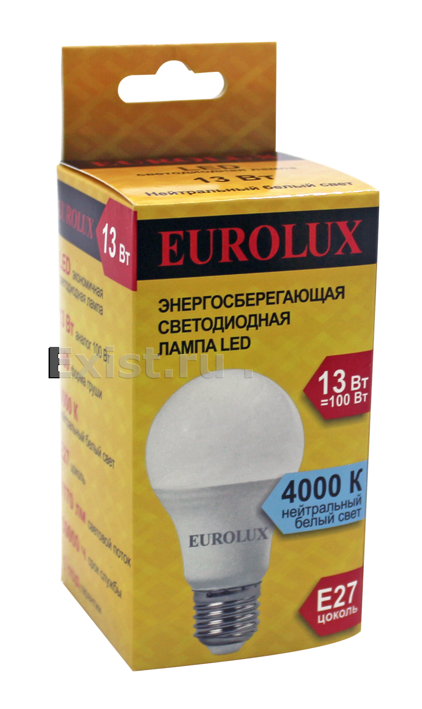 Лампа светодиодная eurolux ll-e-a60-13w-230-4k-e27