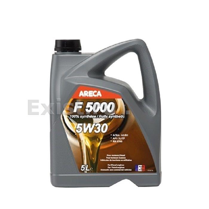 Масло моторное синтетическое F5000 5W-30, 5л Для двигателей Renault, Peugeot и Citroen без сажевого фильтра. ARECA F5000 5W-30 ? это всесезонное синтетическое моторное масло с улучшенным индексом вязкости. Соответствует последним требованиям по энергосбер