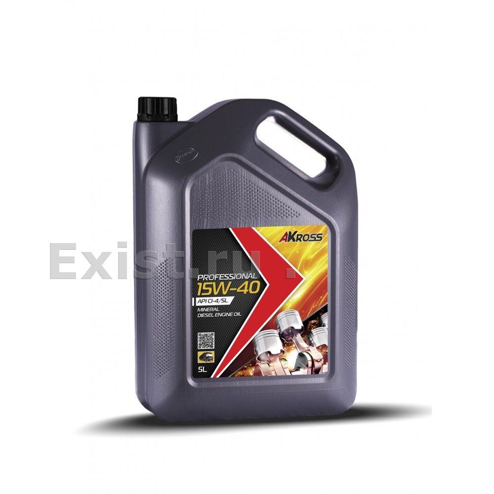 Масло моторное минеральное Professional 15W-40, 5л AKross Professional SAE 15W-40 API CI-4SL ACEA E7