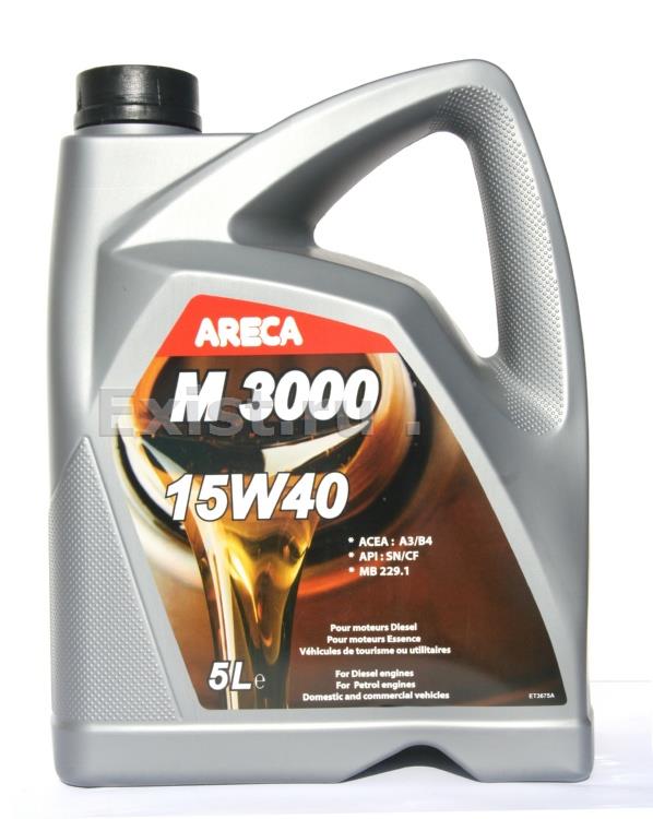 Масло моторное минеральное M3000 15W-40, 5л Для легковых и микроавтобусов. ARECA M3000 15W-40 ? это всесезонное минеральное моторное масло. Рекомендовано к применению в бензиновых и дизельных двигателях легкового и коммерческого транспорта, как атмосферны