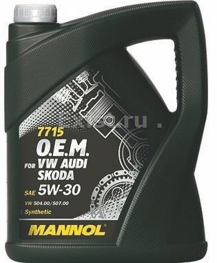 Mannol OV50161Масло моторное синтетическое 7715 O.E.M. for VW Audi Skoda 5W-30, 5л