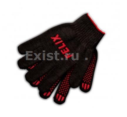 Перчатки felix хлопковые с пвх-покрытием (черные)
