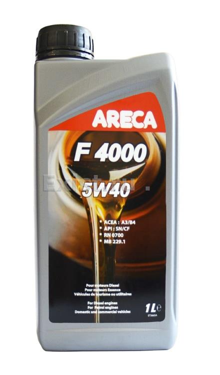 Масло моторное синтетическое F4000 5W-40, 1л Для мощных многоклапанных двигателей с турбонаддувом. ARECA F4000 5W-40 это всесезонное синтетическое моторное масло, предназначенное для мощных многоклапанных и наддувных двигателей как европейского, так корей