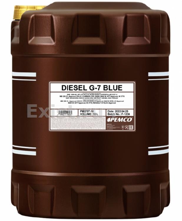 Pemco PM0707-10Масло моторное синтетическое Diesel G-7 UHPD Blue 10W-40, 10л