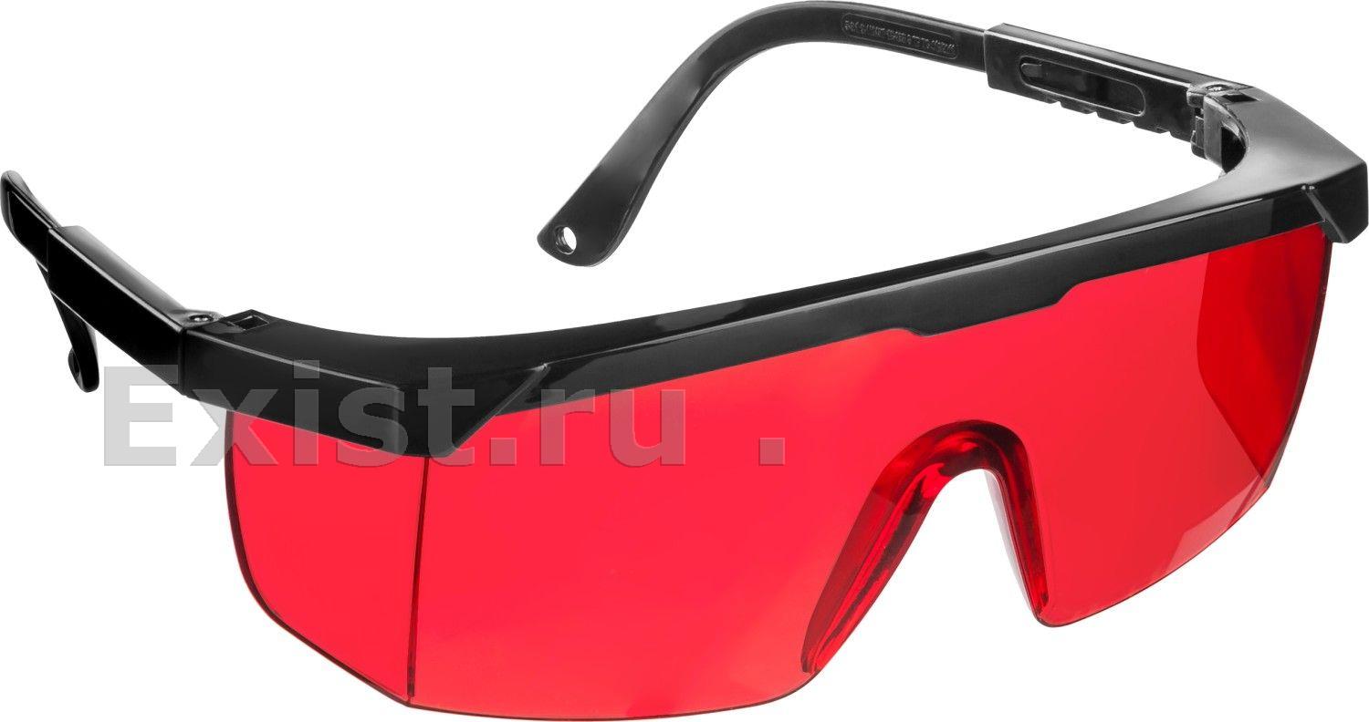 Stayer optima красные, очки защитные открытого типа, регулируемые по длине дужки