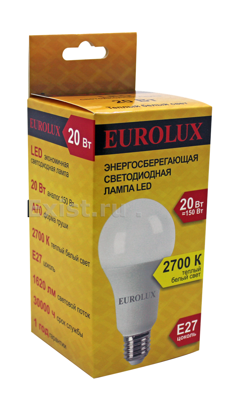 Лампа светодиодная eurolux ll-e-a70-20w-230-2,7k-e27