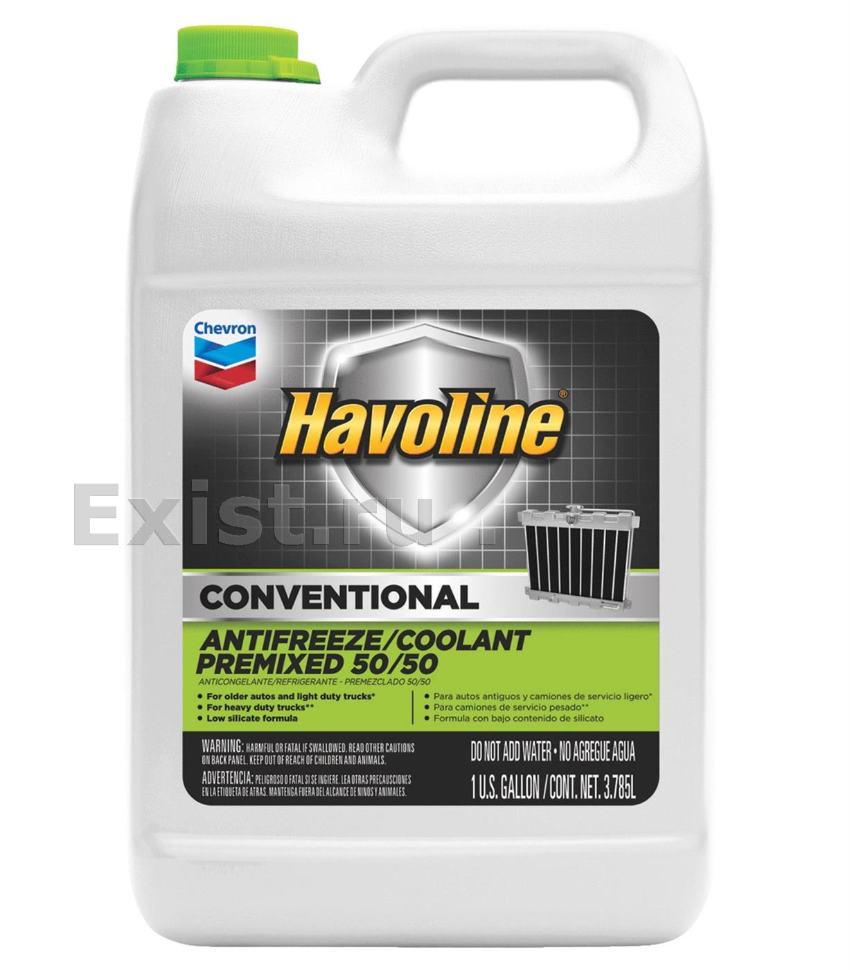 Жидкость охлаждающая 3.785л. Havoline Conventional Premixed 5050 AntifreezeCoolant, зелёная